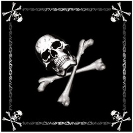 Rothco Black Jolly Roger Flag Cotton Biker Skull Bandana (22" x 22")