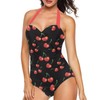 Zarisguat Fruits Cherry Print Women One Piece Swimsuits Tummy Control