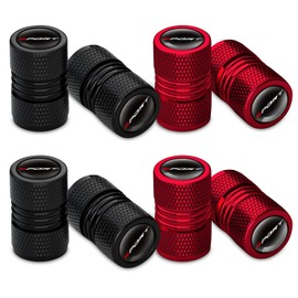 8 Pcs Car Dust Caps, Black & Red Dust Caps for Car Tyres, Corrosion Resistant Universal Aluminum Alloy Tyre Valve Stem Cap DustCaps for Car Motocycle Bike Tire Wheel Covers (4 Black & 4 Red)