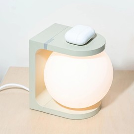 Wireless Charging Table Lamp with Flat Top Surface, Modern Design (Green)