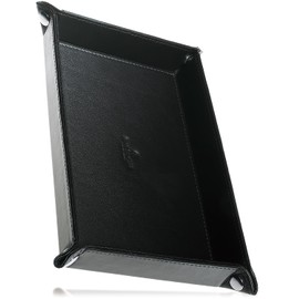 BLUE SINCERE Small Tray, Genuine Leather, Tabletop Tray, Rectangular, Trinket Case, Foldable, Accessory, Remote Control, Perfect Size for Smartphones / KI1 (Royal Black)