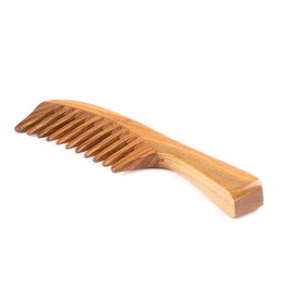 Hair Comb for Curly Hair - Breezelike Wide Tooth Sandalwood Comb - 8" Big Size No Static Natural Wooden Detangling Comb for Women and Men 8" Rectangular Handle