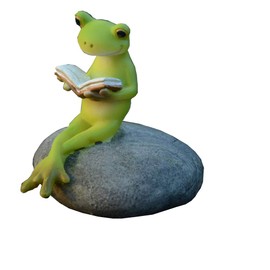 Gemmia Reading Book Figurine- Peaceful Reading Frog