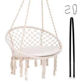 Costway Hammock Swing Chair with Cushion Hanging Hardware Kit Indoor Outdoor