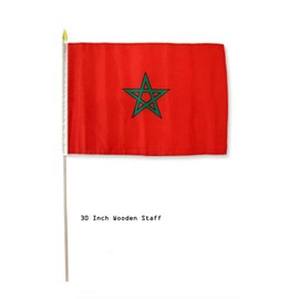 JumpingLight 12x18 Wholesale Lot 12 Morocco Country Stick Flag 30" Wood Staff - Quality Flags