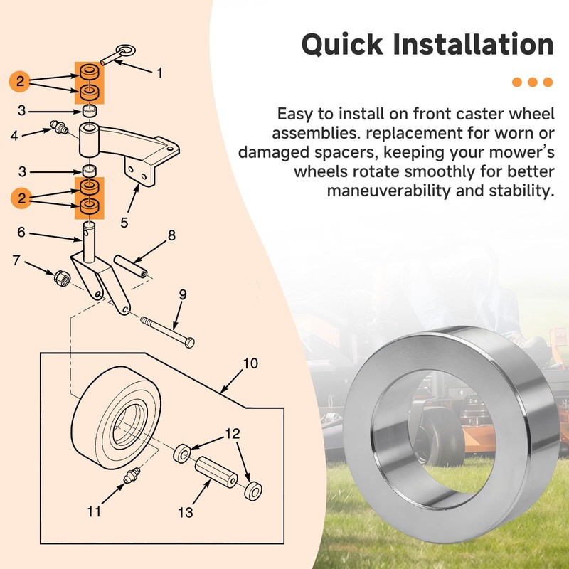 43037-01 Caster Yoke Wheel Spacer Compatible with Scag, 6-Pack