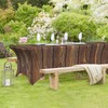 YGPARK 6FT Spandex Tablecloth for Rectangular Tables, Brown Wooden Texture