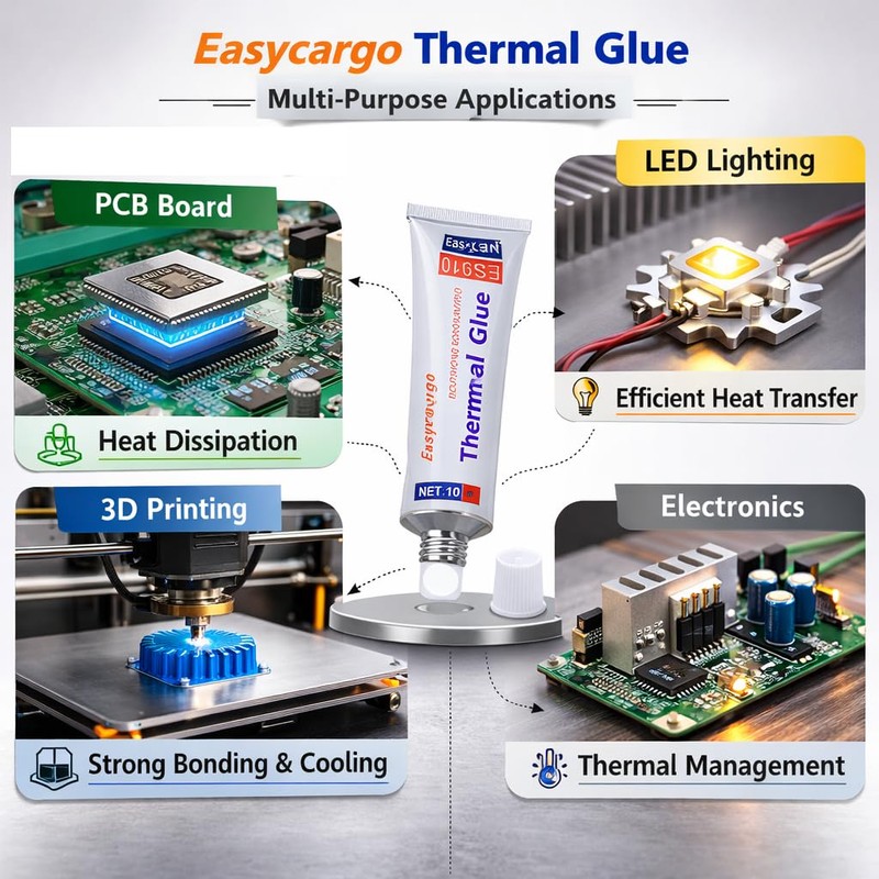 Easycargo 10gram Thermal Conductive Glue Kit, High Performance Silicone Thermal