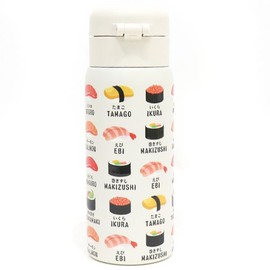 Sushi print Stainless bottle, Ukiyo-e design bottle, Hot&Cold Bottle 350ml, Cute Water Bottle, Modern Water Bottle, with One-Touch Quick-Open, Japanese sushi, Japanese design, Japan