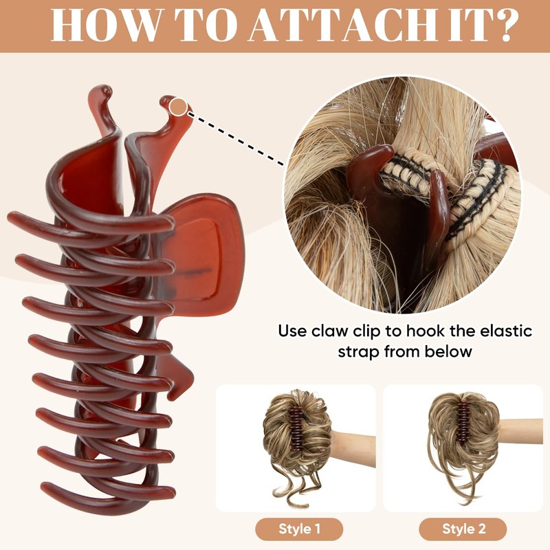 SARLA 2PCS Messy Bun Hair Pieces for Women Detachable Claw