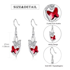 Flpruy Women's Hanging Earrings Long Hanging Infinity Earrings Silver 925 Earrings Jewellery for Women Girls, Sterling Silver