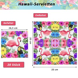 Affivia Hawaii Napkins Flamingo Decoration, Pack of 20 Decorative Hawaiian Party Birthday Napkins, Summer Flowers, Table Decoration Summer, Flamingo Napkin for Beach, Tropical, Garden Party, Pool
