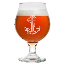 MIP 16 oz Belgian Beer Tulip Glass Stemmed Beer Glass Anchor with Rope