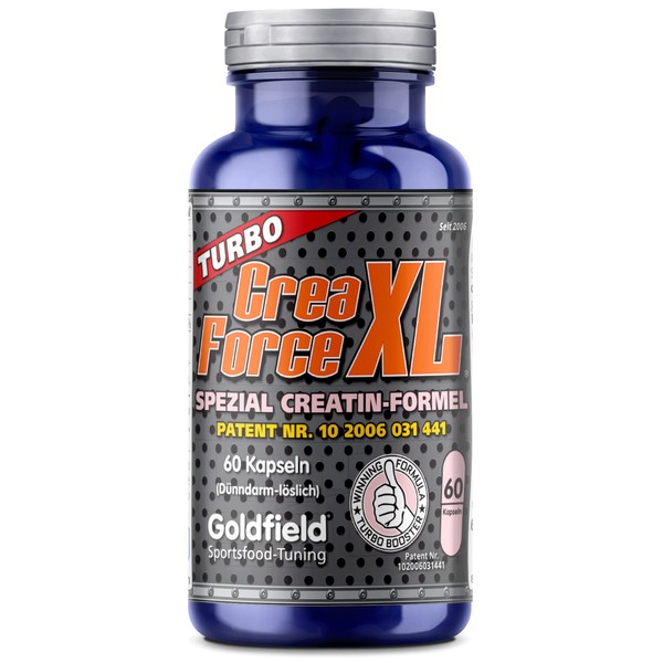 Goldfield Crea Force XL | Creatine Capsules High Dose | Does not convert to Creatinine so No Annoying Water Retention Unique Creatine Complex | 60 Creatine Tablets
