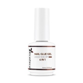 Nicedeco Nicedeco Hema Free Nail Glue Gel for Acrylic Nails 15ML, Cruelty Free, Vegan, Long-Lasting 6 in 1 Brush On Glue for False Nails Tips Led Lamp Required