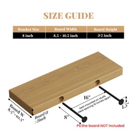 8pcs Floating Shelf Bracket Heavy Duty Shelving Mounting Brackets Hidden Floating Shelf Hardware,Black Metal Shelf Support Bracket (8 inch --8pcs--Without Tools)