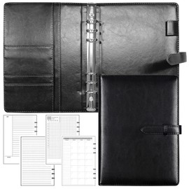 oToday Personal Notebook, A5, 6 Holes, PU Leather, Includes Refill, Standard Type, For Business, Private, Increased Efficiency, Notepad, Graduation Favors, Job Hunting, Birthday, Father's Day (C,