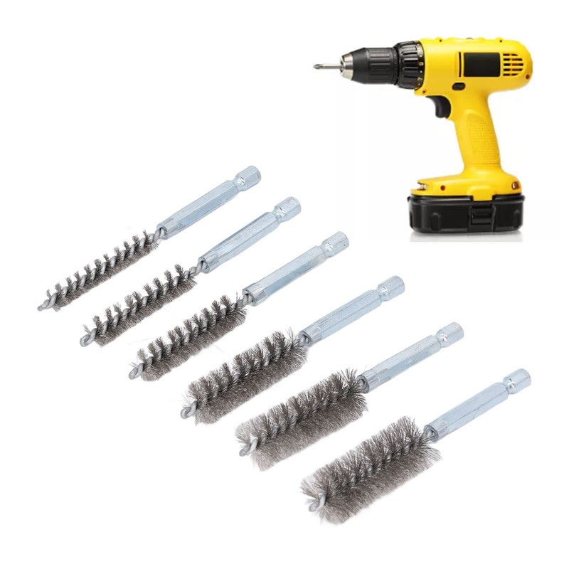 Walfront 6PCS Hole Cleaning Brushes Bore Brush Twisted Wire Cleaning