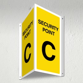 V Safety Security Point C - 3D Corridor Sign 340 x 300 mm - 3mm Indoor Palboard + Fold & Drill Holes - Customised