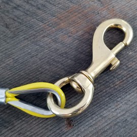 Coopers Bay Outdoors Heavy Duty Dog Tie Out Cable w/Solid Brass Swivel Snaps - Yard Tie Out for Dog - Available in Multiple Lengths - Dog Cable for Large Dogs Heavy Duty (5 Foot), Yellow