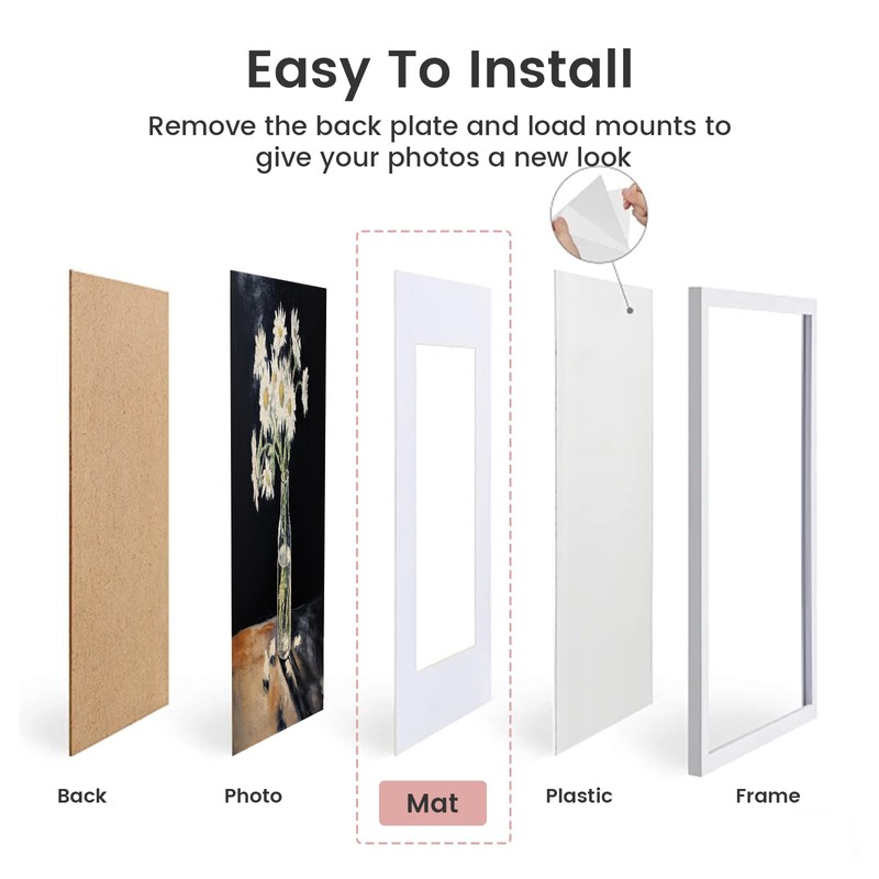 10 PCS White Picture Mounts, 5 Sizes Photo Mounts Mats