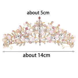 Girls Princess Crystal Tiara Crown, Bridal Rhinestone Tiara, Pink Crystal Headband for Girls for Birthday Party