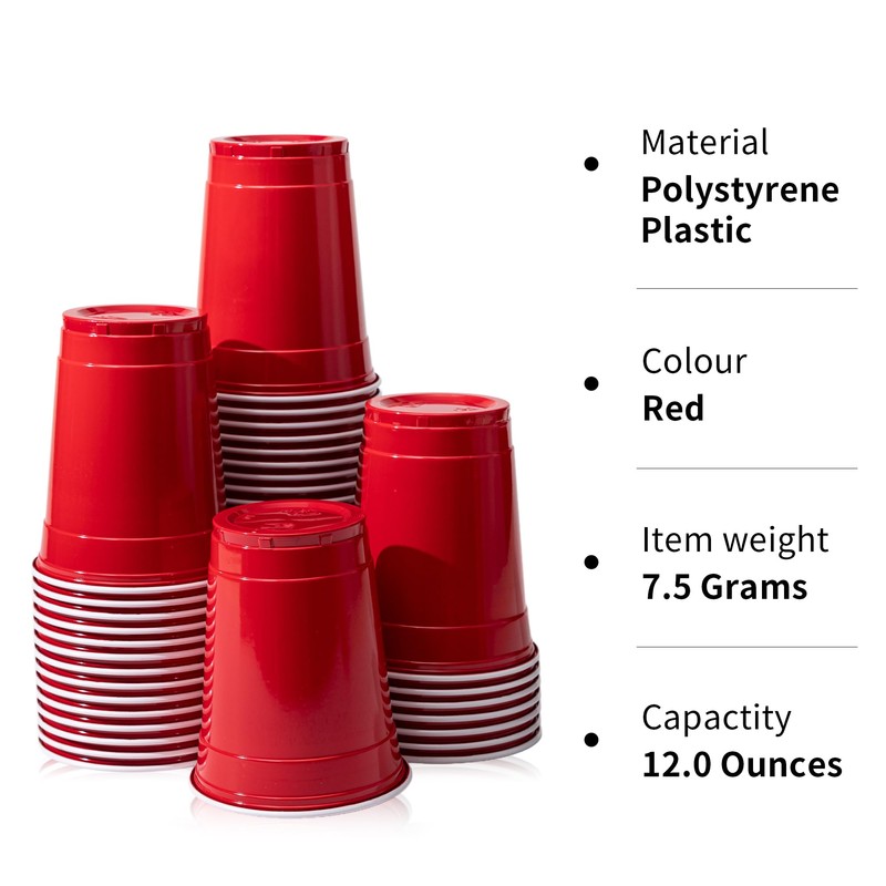 Buy & Delight Red Disposable Plastic Cups, 12 oz (350ml),