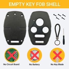 Improved Key Fob Cover Case Shell for Honda 2003-2012 Accord / 2006-2013 Civic EX / 2009-2015 Pilot /2005-2006 CR-V - No Cutting Required - Unique Design - Enhanced Longevity (Black)