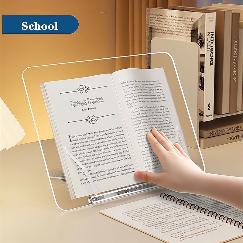 Acrylic Book Stand for Reading,Portable Book Page Holder,Adjustable Display Stands