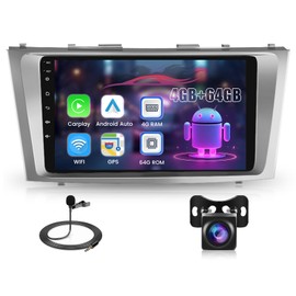 [8 Core 4G+64G] Wireless Carplay Car Stereo for Toyota Camry 2006-2011 Android Auto, 9-Inch Touch Screen Car Radio with DSP/BT/WiFi/EQ/Mirror Link/GPS Navi+Backup Camera