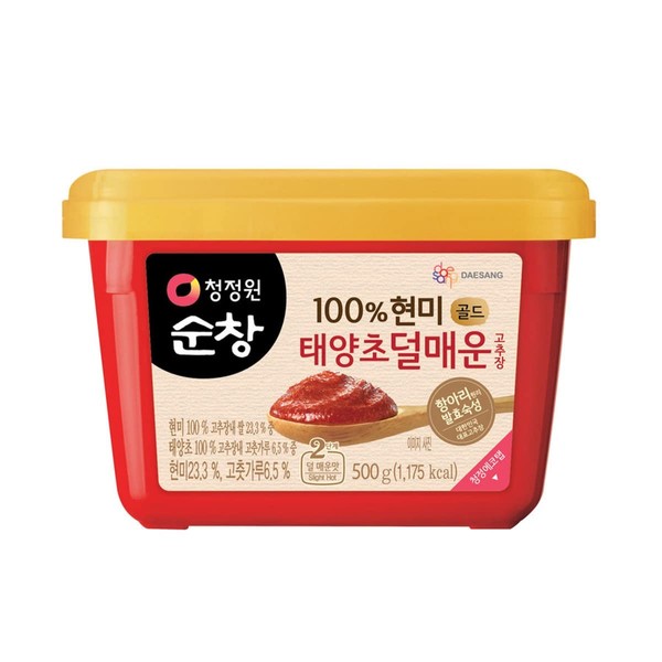 Chung Jung One O'Food Mild Hot Pepper Paste Gold (Gochujang), Chili Paste, Korean Traditional Sunchang Brown Rice Red Pepper Paste, 1.1lb, Mild Hot (500g)