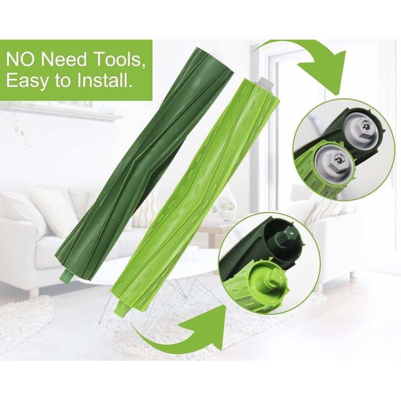 GIBTOOL Replacement Rubber Roller Brushes Compatible for iRobot Roomba E