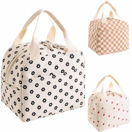 BEANPRECOY Insulated Lunch Bag for Kids & Adults Reusable Corduroy Lunch Box Tote, Leakproof Cooler Bag for Work, Office, School, Picnic, Travel, BBQ, Large Capacity & Cute Design