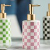 Checkered Ceramic Soap Dispenser Rust Proof Gold Matte Pump Decorative
