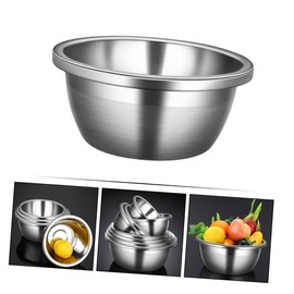 COLLBATH 1pc Stainless Steel Mixing Bowl Practical Egg Beating Pan Salad Bowl for Cooking Smooth Rim Versatile Kitchen Essential for Food Preparation and Serving
