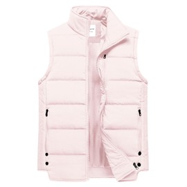 Chrisuno Puffy Vest Womens Vests Lightweight Fashion Quilted Women's Winter Sleeveless Warm Outerwear Puffer Padded Gilet Light Pink XL
