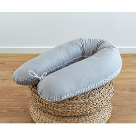 LOOLAY 170 and 190 cm Cotton/Minky Side Sleeper Pillow, Pregnancy Pillow, Nursing Pillow, Variant M/L or L/XL Positioning Pillow with Cover (100% Grey/Minky Grey, 170 cm)