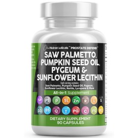 Clean Nutraceuticals Saw Palmetto Pumpkin Seed Oil Pygeum Sunflower Lecithin Stinging Nettle Cranberry - Prostate Supplements for Men with Lycopene - 90 Caps