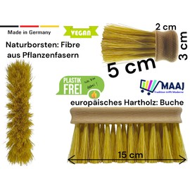 MAAJ Flour Broom 15 or 30 cm Hard Fibre Bristles 100% Natural Plastic-Free Vegan - Made in Germany (15 cm)