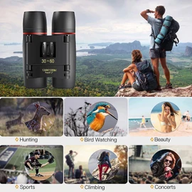 Compact 30x60 Binoculars for Adults and Kids,Foldable Lightweight Easy Focus Small Binoculars for Bird Watching Travel Sightseeing Hunting Concert Theater Opera