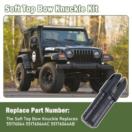 13510.34 Soft Top Bow Knuckle Kit Compaible with 1997-2006 Jeep Wrangler TJ - Rear Pivot Knuckle Hinge Replaces # 55176064 55176064AC 55176064AB