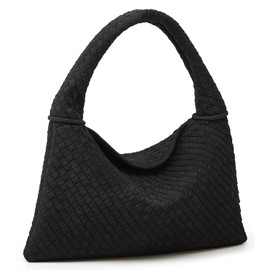 Slouchy Woven Suede Hobo Bags Women Trendy Suede Purse Crossbody Crescent Shoulder Satchel Work Bag Top Handle Tote Handbag