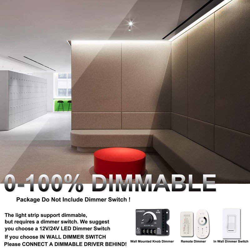 JOYLIT 24V COB LED Strip Lights 4000K Natural White Dual