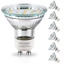 comzler GU10 LED Bulbs 2700K Soft Warm White 50W Halogen Equivalent, LED Light Bulbs Replacement for Recessed Track Lighting 4W 400LM 110° Wide Beam, Non-dimmable, Pack of 6