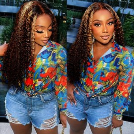 P1B27 Highlight Blonde Human Hair Bundles Honey Blonde Water Wave 3 Bundles 14 16 18 inch Vinmdonm 2 Tone Black and Blonde Highlight Bundle