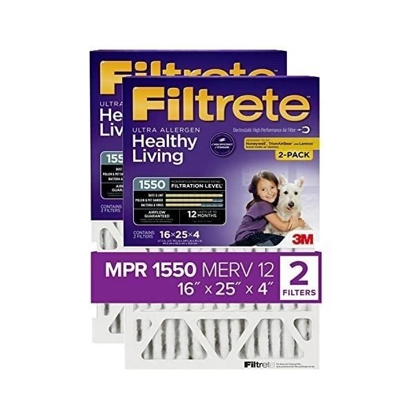 Filtrete 16x25x4, AC Furnace Air Filter, MPR 1550 DP, Healthy