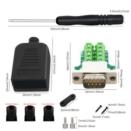 YIOVVOM DB9 Breakout Connector,DB9 Solderless RS232 D-SUB Male Serial Adapters 9-Pin Port White Adapter to Terminal Connector Signal Module with case and Nut