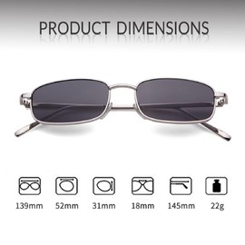 Adewu Retro Sunglasses Rectangular Vintage Oval Glasses for Men and Women -