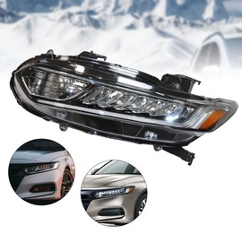 Tsomony - For 2018 2019 2020 2021 Honda Accord LED Left Headlight Headlamp Driver Side Replacement Chrome Housing Clear Lens