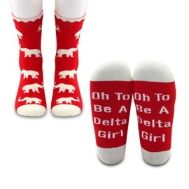 G2TUP Red Sorority Gifts Elephant Sigma Diva Theta Socks Gifts Oh To Be A Girl (To Be A Girl, Mid Calf)